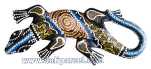 Singel Gecko Dot Art Wall Plaque, Handcarved From Albesia Wood