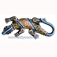 Singel Gecko Dot Art Wall Plaque, Handcarved From Albesia Wood