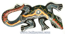 Singel Gecko Dot Art Wall Plaque, Handcarved From Albesia Wood