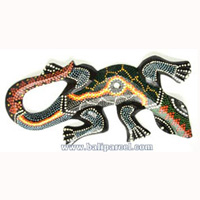 Singel Gecko Dot Art Wall Plaque, Handcarved From Albesia Wood