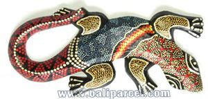 Singel Gecko Dot Art Wall Plaque, Handcarved From Albesia Wood