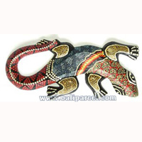 Singel Gecko Dot Art Wall Plaque, Handcarved From Albesia Wood