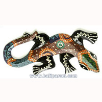 Singel Gecko Dot Art Wall Plaque, Handcarved From Albesia Wood
