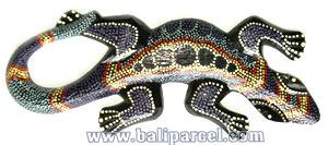 Singel Gecko Dot Art Wall Plaque, Handcarved From Albesia Wood