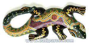 Singel Gecko Dot Art Wall Plaque, Handcarved From Albesia Wood