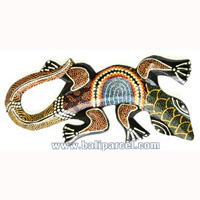 Singel Gecko Dot Art Wall Plaque, Handcarved From Albesia Wood