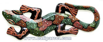 Singel Gecko Dot Art Wall Plaque, Handcarved From Albesia Wood