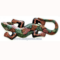 Singel Gecko Dot Art Wall Plaque, Handcarved From Albesia Wood