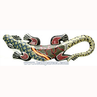 Singel Gecko Dot Art Wall Plaque, Handcarved From Albesia Wood