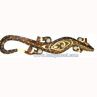 Singel Gecko Dot Art Wall Plaque, Handcarved From Albesia Wood