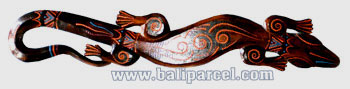 Singel Gecko Dot Art Wall Plaque, Handcarved From Albesia Wood