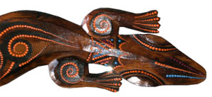 Singel Gecko Dot Art Wall Plaque, Handcarved From Albesia Wood