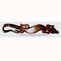 Singel Gecko Dot Art Wall Plaque, Handcarved From Albesia Wood