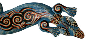 Singel Gecko Dot Art Wall Plaque, Handcarved From Albesia Wood