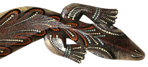 Singel Gecko Dot Art Wall Plaque, Handcarved From Albesia Wood