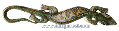 Singel Gecko Dot Art Wall Plaque, Handcarved From Albesia Wood