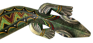 Singel Gecko Dot Art Wall Plaque, Handcarved From Albesia Wood