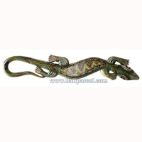 Singel Gecko Dot Art Wall Plaque, Handcarved From Albesia Wood