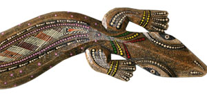 Singel Gecko Dot Art Wall Plaque, Handcarved From Albesia Wood