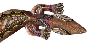 Singel Gecko Dot Art Wall Plaque, Handcarved From Albesia Wood