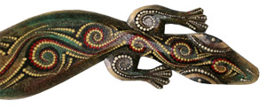 Singel Gecko Dot Art Wall Plaque, Handcarved From Albesia Wood