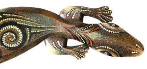 Singel Gecko Dot Art Wall Plaque, Handcarved From Albesia Wood