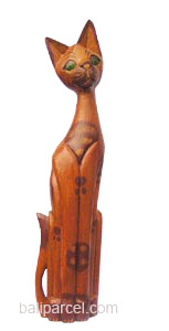 Wooden Cat Set Of 3 With Painted, Hand Carved From Albesia Wood