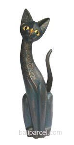 Wooden Cat Set Of 3 With Painted, Hand Carved From Albesia Wood