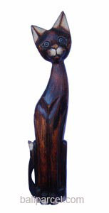 Wooden Cat Set Of 3 With Painted, Hand Carved From Albesia Wood