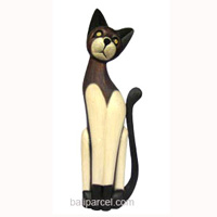 Wooden Cat Set Of 3 With Painted, Hand Carved From Albesia Wood