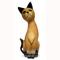 Wooden Cat Set Of 3 With Painted, Hand Carved From Albesia Wood