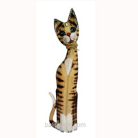 Wooden Cat Set Of 3 With Painted, Hand Carved From Albesia Wood