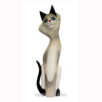 Wooden Cat Set Of 3 With Painted, Hand Carved From Albesia Wood