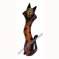 Wooden Cat Set Of 3 With Painted, Hand Carved From Albesia Wood