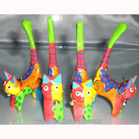 Wooden Cat Set Of 4 With Painted, Hand Carved From Albesia Wood