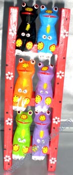 Wooden Cat With Painted, Hand Carved From Albesia Wood