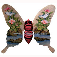 Wallhanging Butterfly With Painted, Handcrafted From Albesia Wood