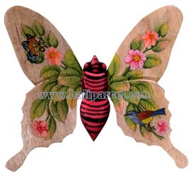 Wallhanging Butterfly With Painted, Handcrafted From Albesia Wood