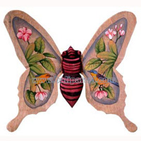 Wallhanging Butterfly With Painted, Handcrafted From Albesia Wood