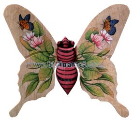 Wallhanging Butterfly With Painted, Handcrafted From Albesia Wood