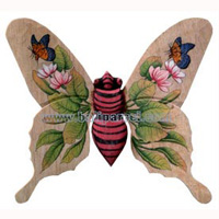Wallhanging Butterfly With Painted, Handcrafted From Albesia Wood
