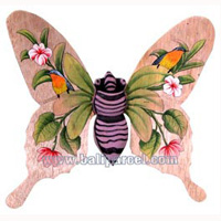 Wallhanging Butterfly With Painted, Handcrafted From Albesia Wood