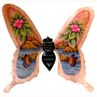 Wallhanging Butterfly With Painted, Handcrafted From Albesia Wood