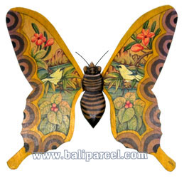 Wallhanging Butterfly With Painted, Handcrafted From Albesia Wood