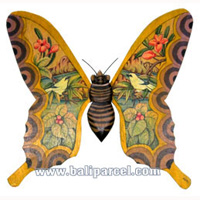 Wallhanging Butterfly With Painted, Handcrafted From Albesia Wood