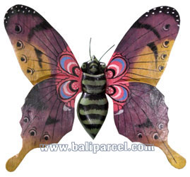 Wallhanging Butterfly With Painted, Handcrafted From Albesia Wood