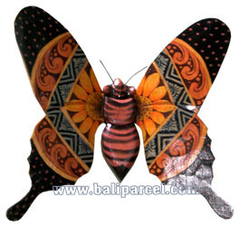 Wallhanging Butterfly With Painted, Handcrafted From Albesia Wood