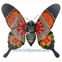 Wallhanging Butterfly With Painted, Handcrafted From Albesia Wood