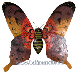 Wallhanging Butterfly With Painted, Handcrafted From Albesia Wood