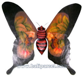 Wallhanging Butterfly With Painted, Handcrafted From Albesia Wood